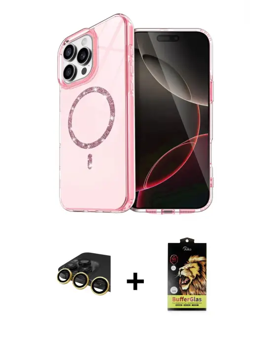 ieg™ iPhone 14 Pro Max Kılıf Kıvılcım Form Prime - Siyah Buffer Cam Ekran Koruyucu + Raze Metal Kamera Lens - GD