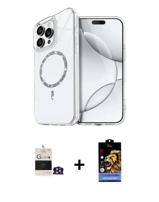 ieg™ iPhone 14 Pro Max Kılıf Kıvılcım Form Prime - Siyah Buffer Hayalet Cam Ekran Koruyucu + Bilvis Titan Kamera Lens - GD
