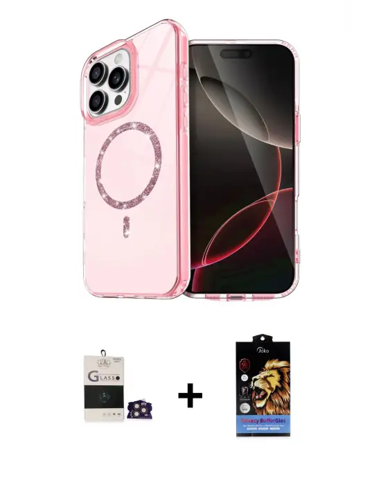 ieg™ iPhone 14 Pro Max Kılıf Kıvılcım Form Prime - Siyah Buffer Hayalet Cam Ekran Koruyucu + Bilvis Titan Kamera Lens - GD