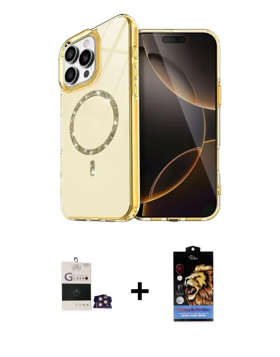 ieg™ iPhone 14 Pro Max Kılıf Kıvılcım Form Prime - Siyah Buffer Hayalet Cam Ekran Koruyucu + Bilvis Titan Kamera Lens - GD