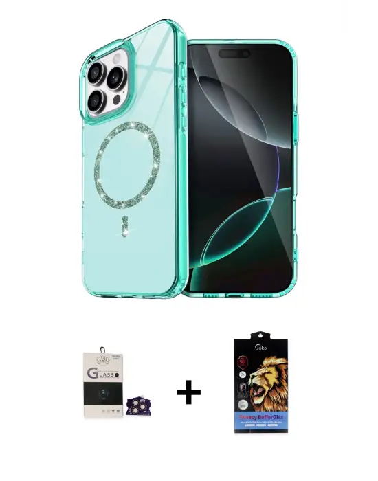 ieg™ iPhone 14 Pro Max Kılıf Kıvılcım Form Prime - Siyah Buffer Hayalet Cam Ekran Koruyucu + Bilvis Titan Kamera Lens - GD