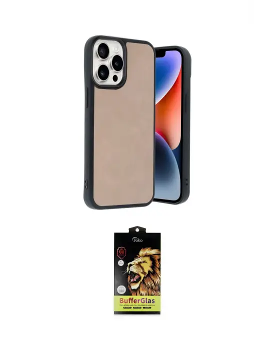 ieg™ iPhone 14 Pro Max Kılıf Kıvılcım Işık Serisi - Siyah Buffer Cam Ekran Koruyucu