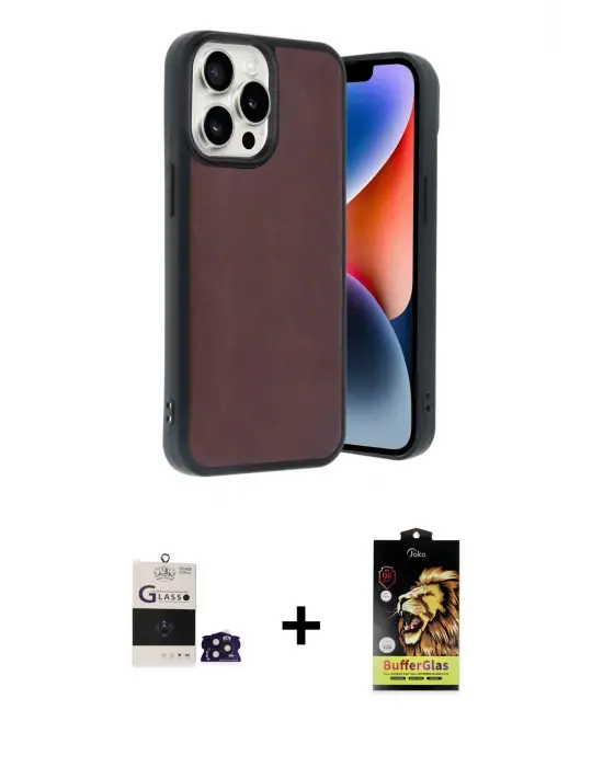 ieg™ iPhone 14 Pro Max Kılıf Kıvılcım Işık Serisi - Siyah Buffer Cam Ekran Koruyucu + Bilvis Titan Kamera Lens - DNMR