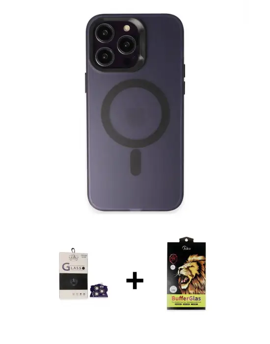 ieg™ iPhone 14 Pro Max Kılıf Kozmos Çizgi Prime - Siyah Buffer Cam Ekran Koruyucu + Bilvis Titan Kamera Lens - GS