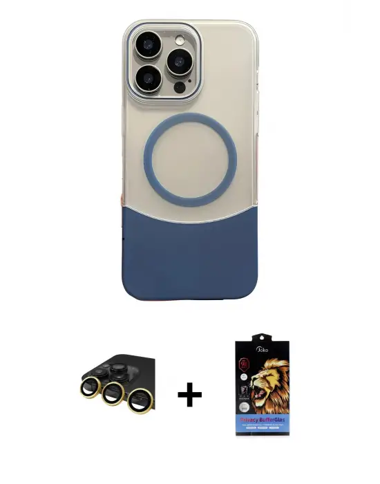ieg™ iPhone 14 Pro Max Kılıf Kozmos Form Özel Seri - Siyah Buffer Hayalet Cam Ekran Koruyucu + Raze Metal Kamera Lens - GD