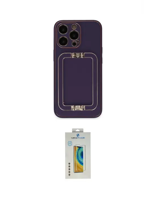 ieg™ iPhone 14 Pro Max Kılıf Kozmos Minimal Prime - Siyah Polymer Nano Ekran Koruyucu