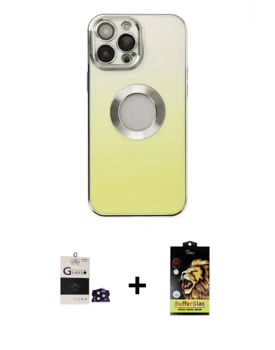 ieg™ iPhone 14 Pro Max Kılıf Kutup Yansıma Özel Seri - Siyah Buffer Cam Ekran Koruyucu + Bilvis Titan Kamera Lens - DNMR