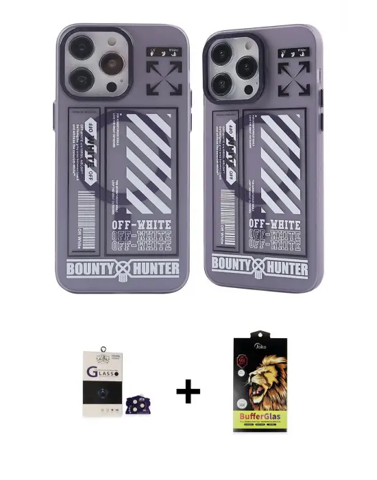 ieg™ iPhone 14 Pro Max Kılıf Nova Doku Koleksiyonu - Siyah Buffer Cam Ekran Koruyucu + Bilvis Titan Kamera Lens - DNMR