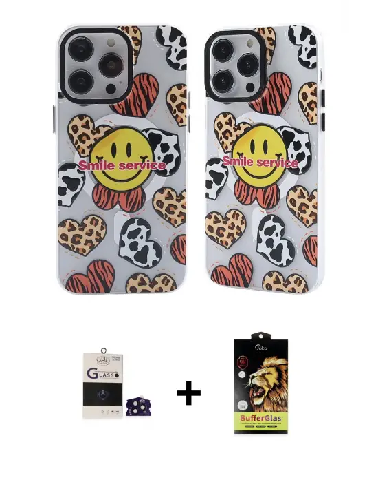 ieg™ iPhone 14 Pro Max Kılıf Nova Doku Koleksiyonu - Siyah Buffer Cam Ekran Koruyucu + Bilvis Titan Kamera Lens - DNMR