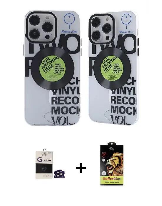 ieg™ iPhone 14 Pro Max Kılıf Nova Doku Koleksiyonu - Siyah Buffer Cam Ekran Koruyucu + Bilvis Titan Kamera Lens - DNMR