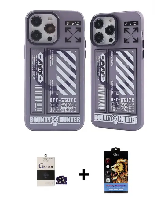 ieg™ iPhone 14 Pro Max Kılıf Nova Doku Koleksiyonu - Siyah Buffer Hayalet Cam Ekran Koruyucu + Bilvis Titan Kamera Lens - SH