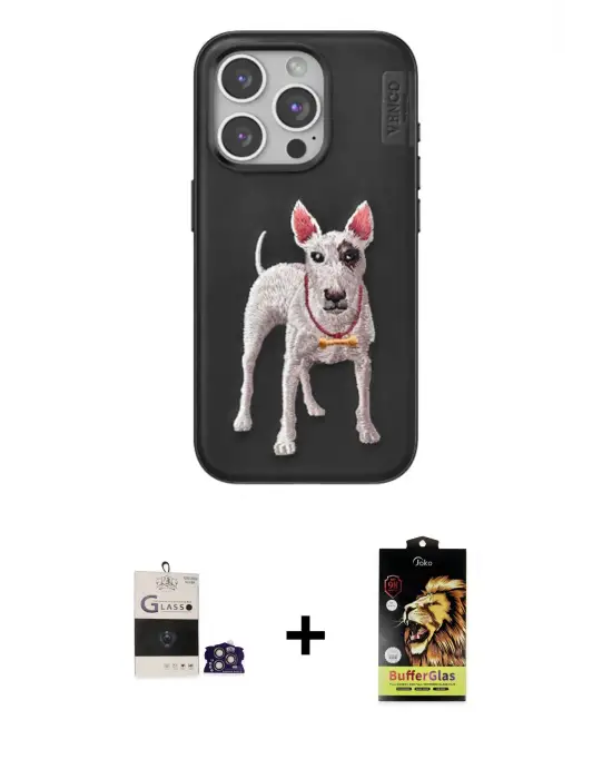 ieg™ iPhone 14 Pro Max Kılıf Nova Form Koleksiyonu - Siyah Buffer Cam Ekran Koruyucu + Bilvis Titan Kamera Lens - GS