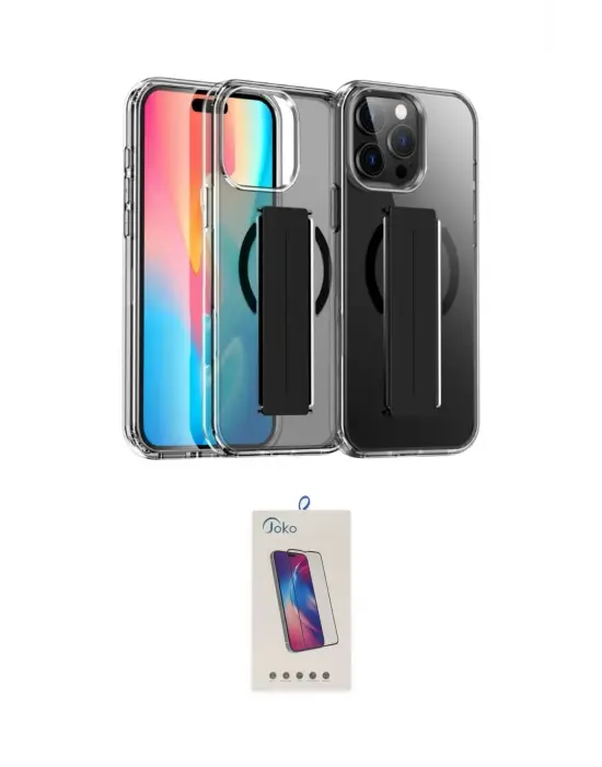 ieg™ iPhone 14 Pro Max Kılıf Nova Işık Koleksiyonu - Siyah Joko 5D Cam