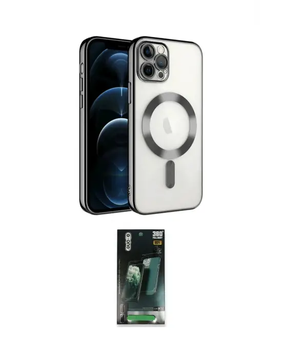 ieg™ iPhone 14 Pro Max Kılıf Nova Işık Özel Seri - Siyah 360 Mat Full Body Arka Koruyucu