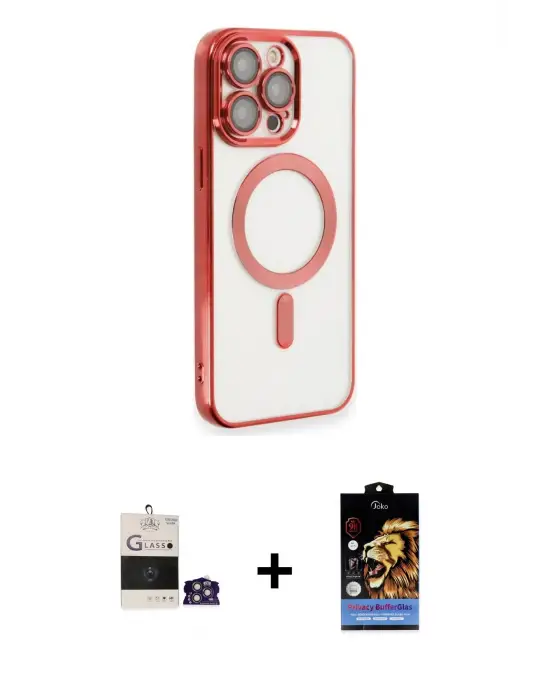 ieg™ iPhone 14 Pro Max Kılıf Nova Işık Özel Seri - Siyah Buffer Hayalet Cam Ekran Koruyucu + Bilvis Titan Kamera Lens - GS