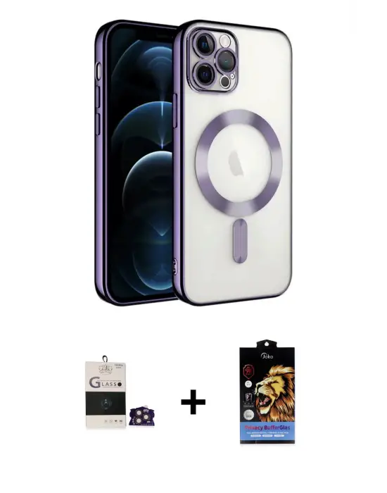 ieg™ iPhone 14 Pro Max Kılıf Nova Işık Özel Seri - Siyah Buffer Hayalet Cam Ekran Koruyucu + Bilvis Titan Kamera Lens - GD