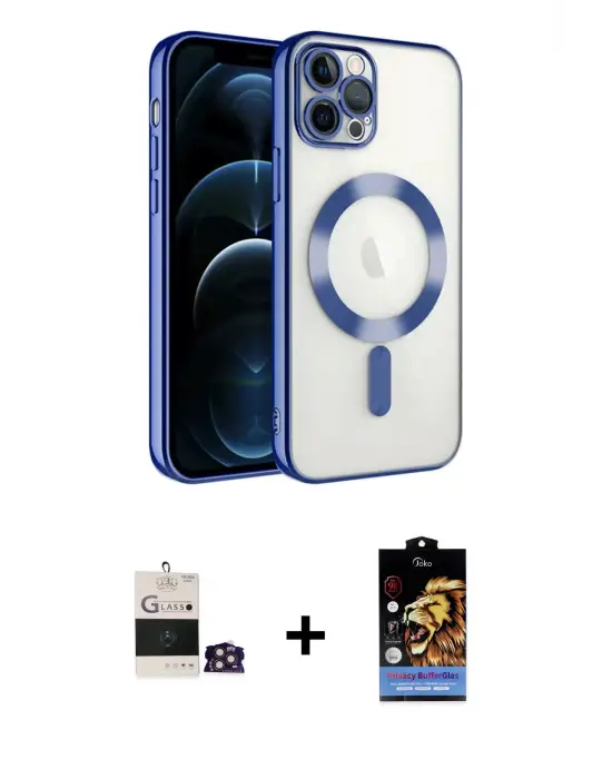ieg™ iPhone 14 Pro Max Kılıf Nova Işık Özel Seri - Siyah Buffer Hayalet Cam Ekran Koruyucu + Bilvis Titan Kamera Lens - GD
