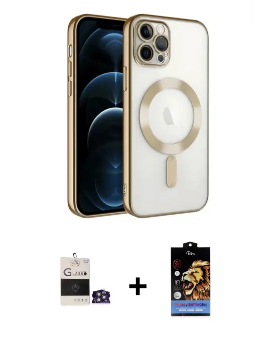ieg™ iPhone 14 Pro Max Kılıf Nova Işık Özel Seri - Siyah Buffer Hayalet Cam Ekran Koruyucu + Bilvis Titan Kamera Lens - GS