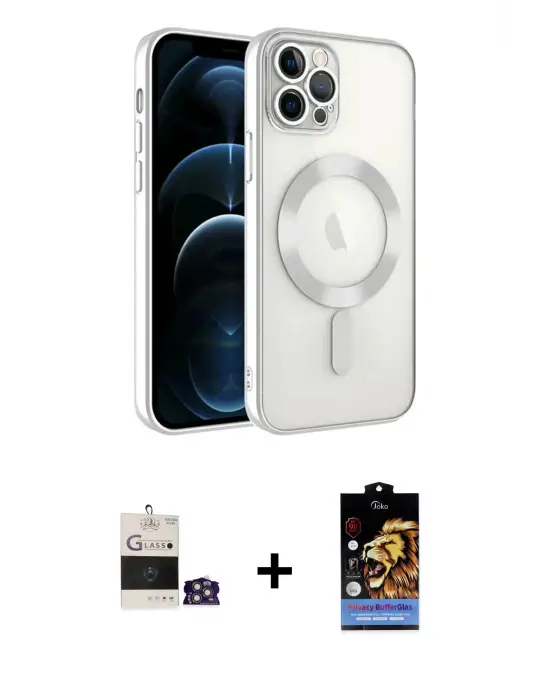 ieg™ iPhone 14 Pro Max Kılıf Nova Işık Özel Seri - Siyah Buffer Hayalet Cam Ekran Koruyucu + Bilvis Titan Kamera Lens - GS
