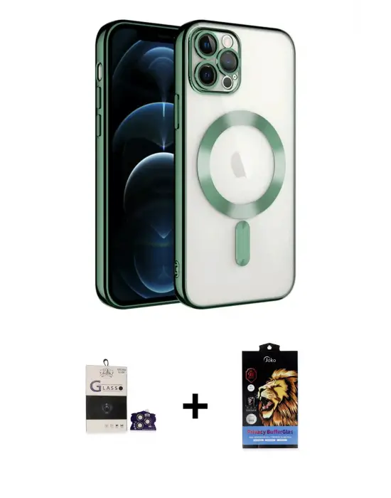 ieg™ iPhone 14 Pro Max Kılıf Nova Işık Özel Seri - Siyah Buffer Hayalet Cam Ekran Koruyucu + Bilvis Titan Kamera Lens - GS