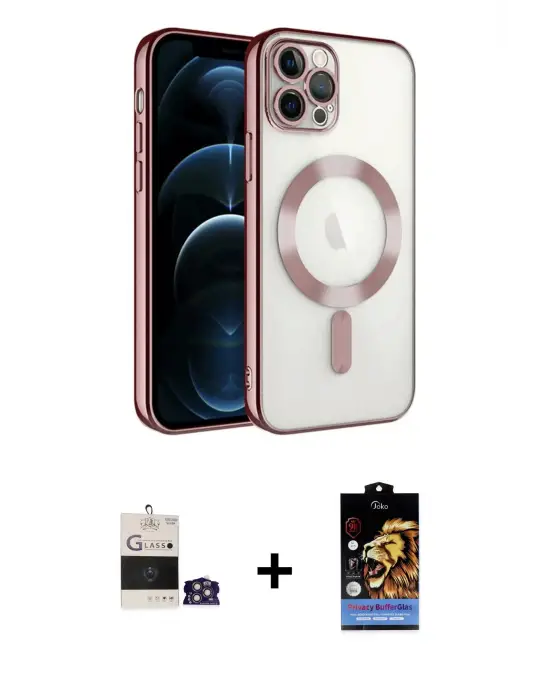 ieg™ iPhone 14 Pro Max Kılıf Nova Işık Özel Seri - Siyah Buffer Hayalet Cam Ekran Koruyucu + Bilvis Titan Kamera Lens - GS