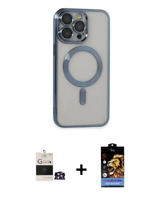 ieg™ iPhone 14 Pro Max Kılıf Nova Işık Özel Seri - Siyah Buffer Hayalet Cam Ekran Koruyucu + Bilvis Titan Kamera Lens - GD