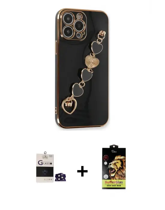 ieg™ iPhone 14 Pro Max Kılıf Nova Işık Prime - Siyah Buffer Cam Ekran Koruyucu + Bilvis Titan Kamera Lens - DNMR