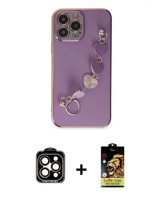 ieg™ iPhone 14 Pro Max Kılıf Nova Işık Prime - Siyah Buffer Cam Ekran Koruyucu + PVD Metal Kamera Lens - TU