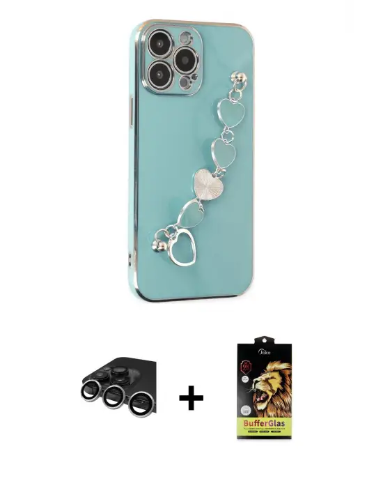 ieg™ iPhone 14 Pro Max Kılıf Nova Işık Prime - Siyah Buffer Cam Ekran Koruyucu + Raze Metal Kamera Lens - GS