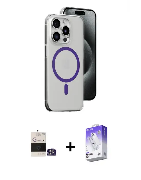 ieg™ iPhone 14 Pro Max Kılıf Odak Form Özel Seri - Siyah Bilvis 5in1 3D Magic Cam Ekran Koruyucu + Bilvis Titan Kamera Lens - GS