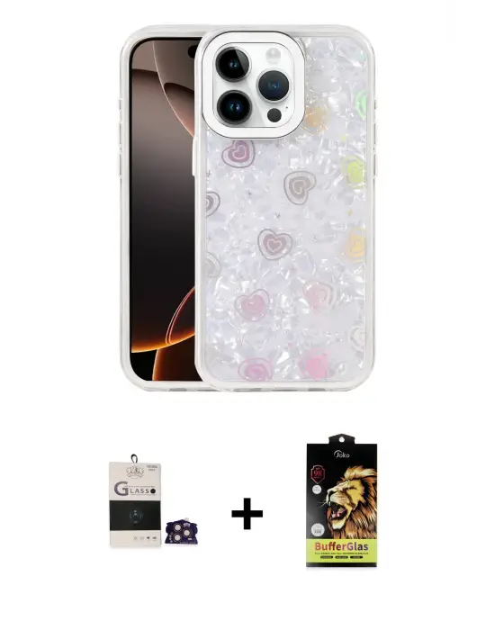 ieg™ iPhone 14 Pro Max Kılıf Odak Prime - Siyah Buffer Cam Ekran Koruyucu + Bilvis Titan Kamera Lens - GD