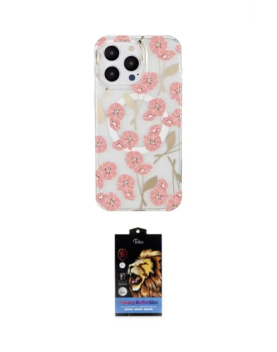 ieg™ iPhone 14 Pro Max Kılıf Pusula Form - Siyah Buffer Hayalet Cam Ekran Koruyucu