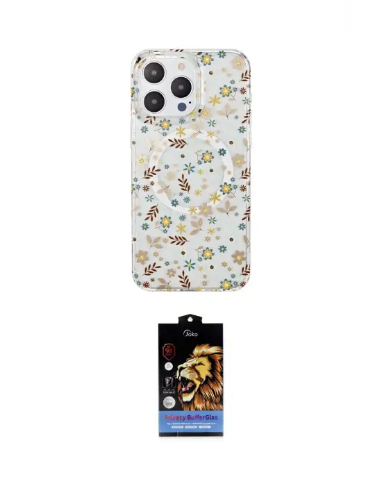 ieg™ iPhone 14 Pro Max Kılıf Pusula Form - Siyah Buffer Hayalet Cam Ekran Koruyucu