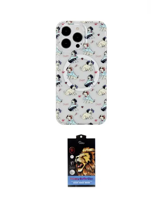 ieg™ iPhone 14 Pro Max Kılıf Pusula Form - Siyah Buffer Hayalet Cam Ekran Koruyucu