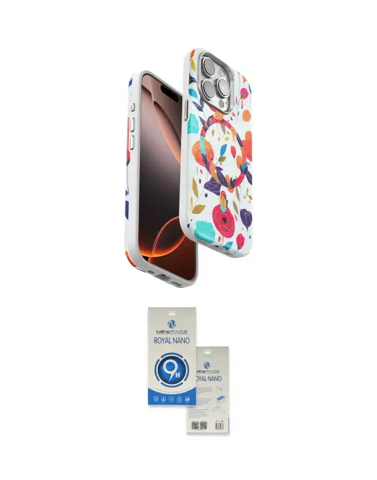 ieg™ iPhone 14 Pro Max Kılıf Siluet Doku - Şeffaf Royal Nano Ekran Koruyucu