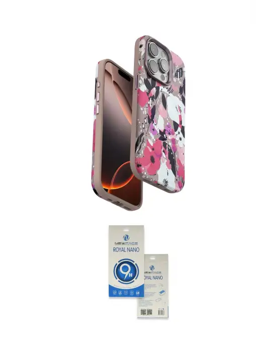 ieg™ iPhone 14 Pro Max Kılıf Siluet Doku - Şeffaf Royal Nano Ekran Koruyucu