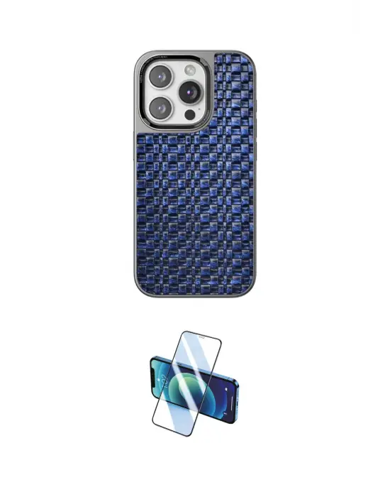 ieg™ iPhone 14 Pro Max Kılıf Siluet Form Serisi - Siyah 3D Antistatik Cam Ekran Koruyucu