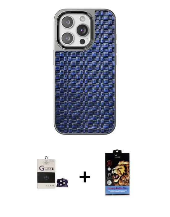ieg™ iPhone 14 Pro Max Kılıf Siluet Form Serisi - Siyah Buffer Hayalet Cam Ekran Koruyucu + Bilvis Titan Kamera Lens - SH