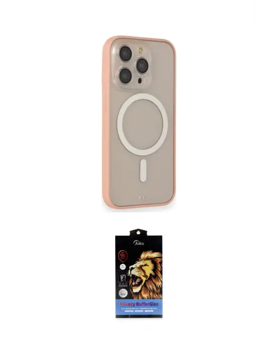 ieg™ iPhone 14 Pro Max Kılıf Siluet Işık Koleksiyonu - Siyah Buffer Hayalet Cam Ekran Koruyucu