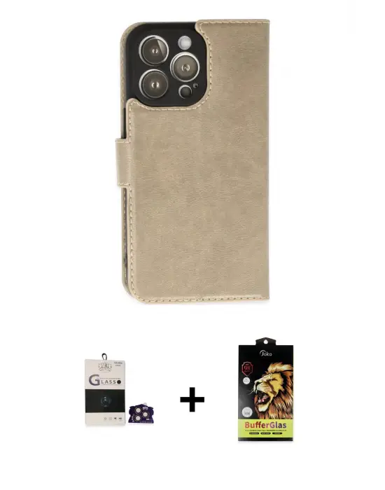 ieg™ iPhone 14 Pro Max Kılıf Siluet Işık Serisi - Siyah Buffer Cam Ekran Koruyucu + Bilvis Titan Kamera Lens - GD