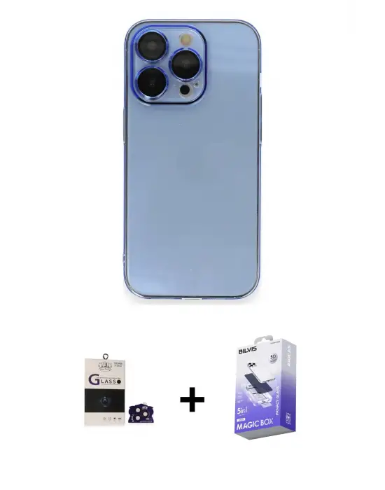 ieg™ iPhone 14 Pro Max Kılıf Siluet Minimal Özel Seri - Siyah Bilvis 5in1 5D Magic Hayalet Cam Ekran Koruyucu + Bilvis Titan Kamera Lens - DNMR