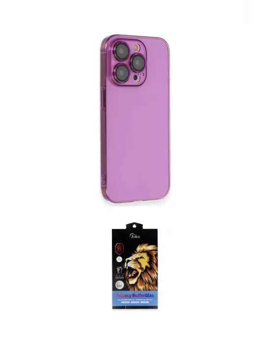 ieg™ iPhone 14 Pro Max Kılıf Siluet Minimal Özel Seri - Siyah Buffer Hayalet Cam Ekran Koruyucu