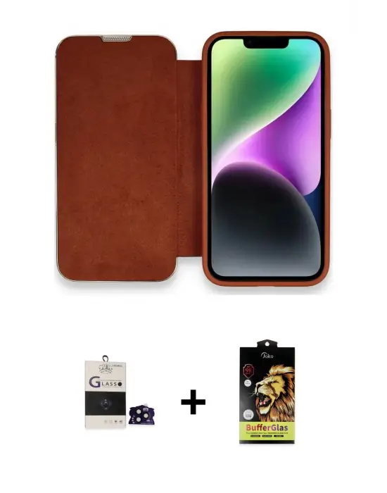 ieg™ iPhone 14 Pro Max Kılıf Siluet Minimal Serisi - Siyah Buffer Cam Ekran Koruyucu + Bilvis Titan Kamera Lens - SH