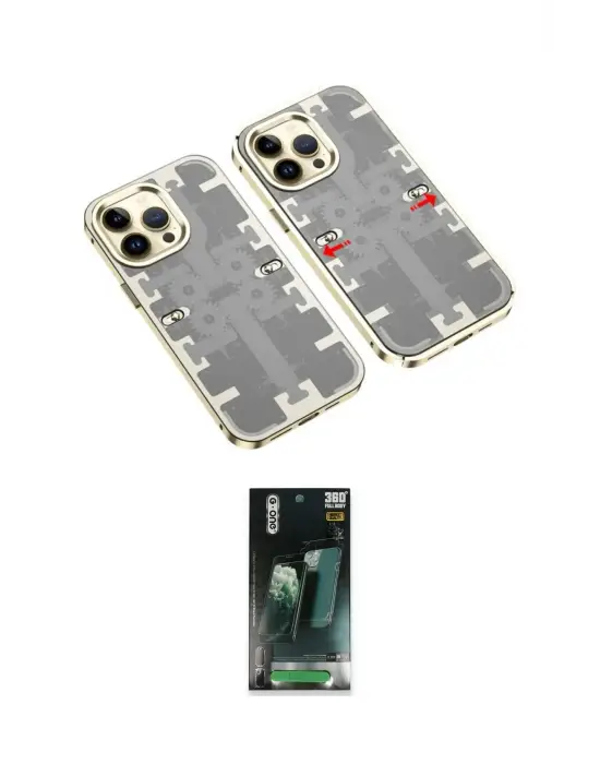 ieg™ iPhone 14 Pro Max Kılıf Ufuk Doku Prime - Şeffaf 360 Full Body Arka Koruyucu