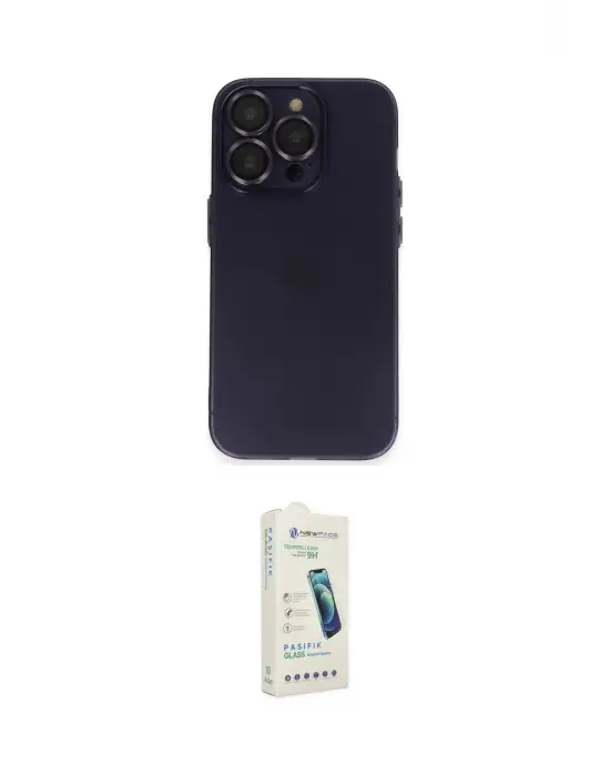 ieg™ iPhone 14 Pro Max Kılıf Ufuk Minimal Özel Seri - Şeffaf Pasifik Cam Ekran Koruyucu