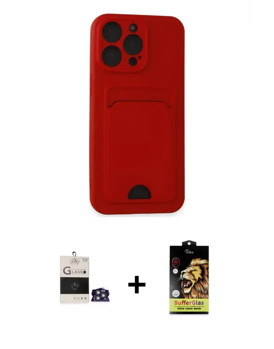 ieg™ iPhone 14 Pro Max Kılıf Vadi Çizgi Prime - Siyah Buffer Cam Ekran Koruyucu + Bilvis Titan Kamera Lens - GS