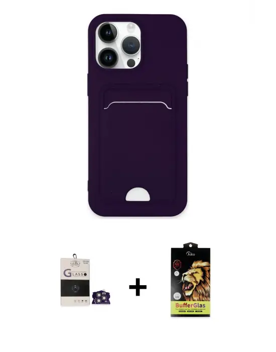 ieg™ iPhone 14 Pro Max Kılıf Vadi Çizgi Prime - Siyah Buffer Cam Ekran Koruyucu + Bilvis Titan Kamera Lens - GS