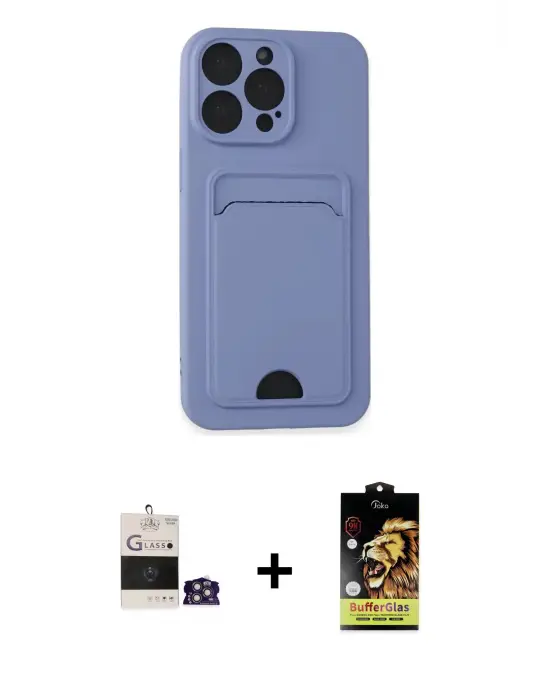 ieg™ iPhone 14 Pro Max Kılıf Vadi Çizgi Prime - Siyah Buffer Cam Ekran Koruyucu + Bilvis Titan Kamera Lens - GS