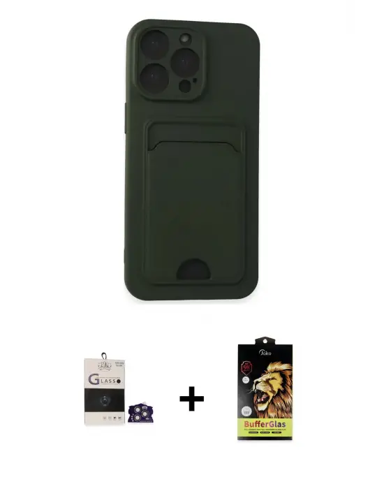 ieg™ iPhone 14 Pro Max Kılıf Vadi Çizgi Prime - Siyah Buffer Cam Ekran Koruyucu + Bilvis Titan Kamera Lens - GS
