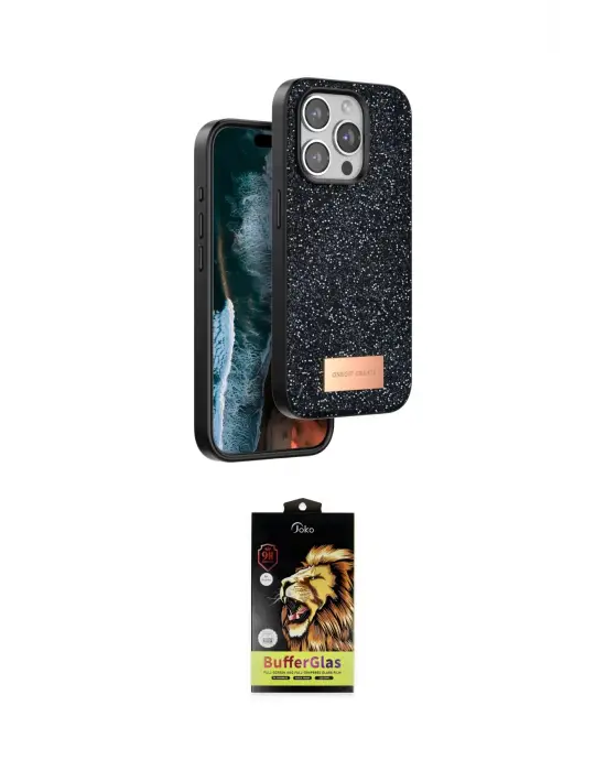 ieg™ iPhone 14 Pro Max Kılıf Vadi Klasik Serisi - Siyah Buffer Cam Ekran Koruyucu